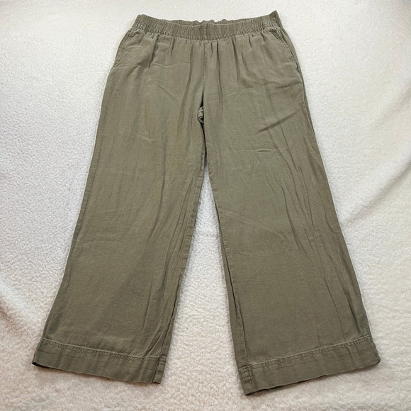 Old Navy Pants - Old Navy Pants Womens L Green Kombu Linen Blend High Rise Wide Leg Comfort Waist